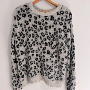 Leopard Print Black & Grey Sweater